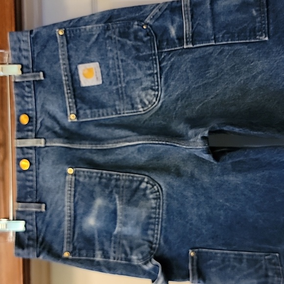 Carhartt Blue Double Knee Carpenter Cotton Duck Work Jeans 32 X 31.5 - Picture 9 of 16